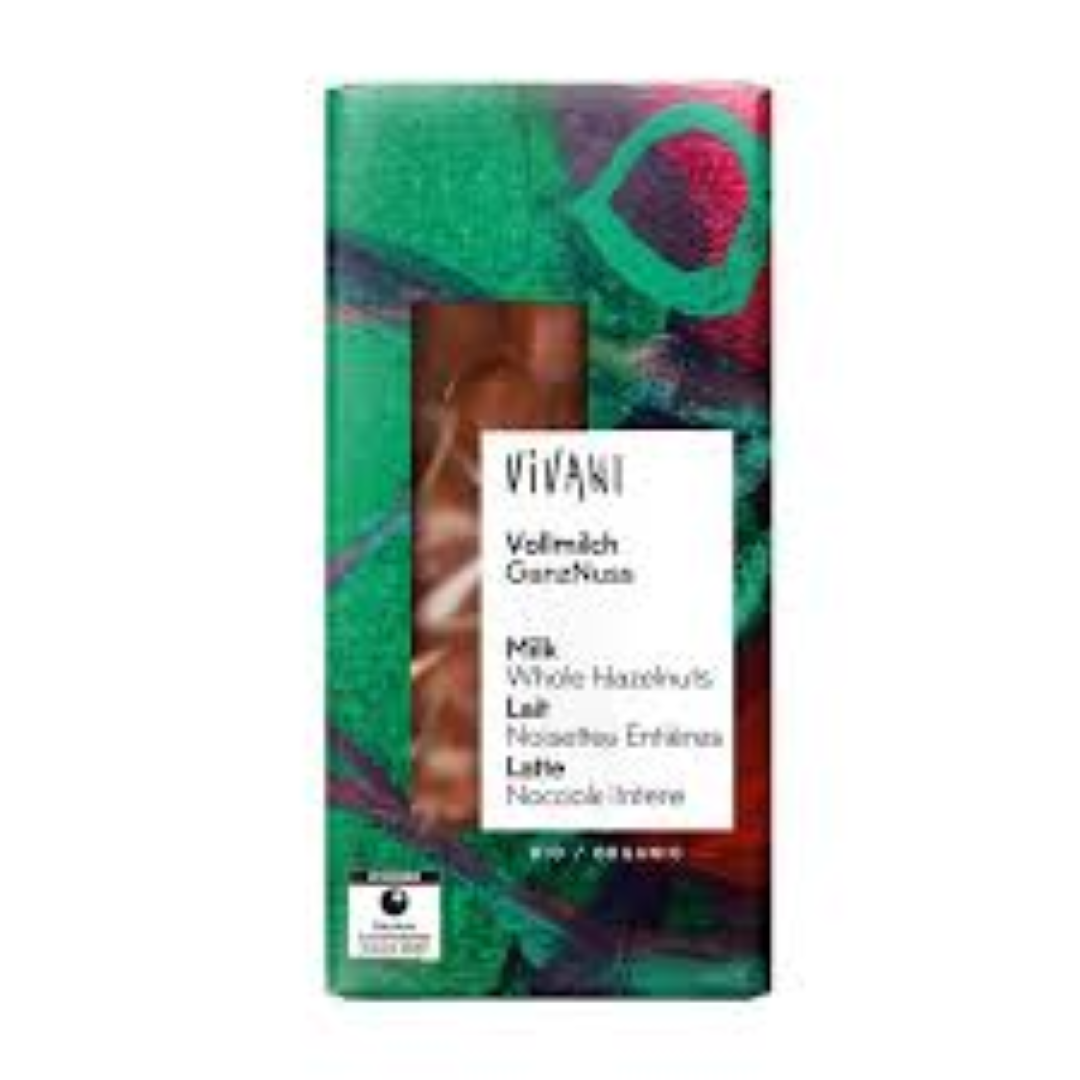 VANINI ORGANIC CHOC WHOLE HAZELNUTS UGANDA 100G